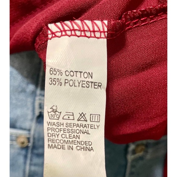 Burgundy Plicated Front, Keyhole Back Longsleeve Blouse Medium NWOT - Picture 5 of 10